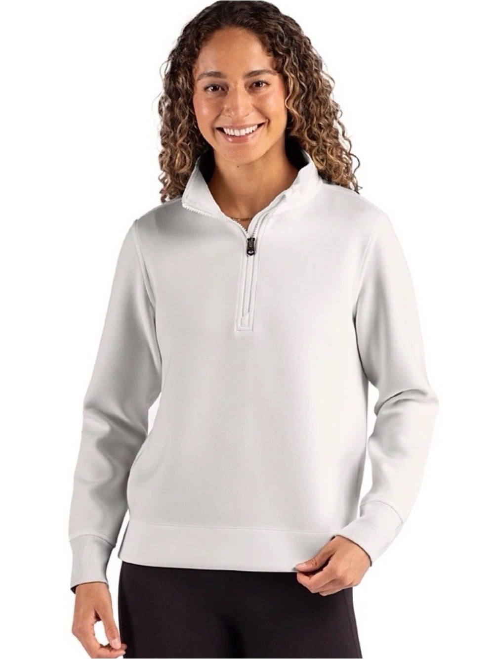 Cutter & Buck Women's White Quarter-Zip Pullover